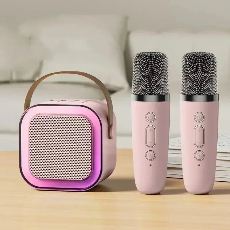 Portable Bluetooth 5.3 Speaker Karaoke Machine PA System with 2 Wireless Microphones Home Family Singing Children's Gifts