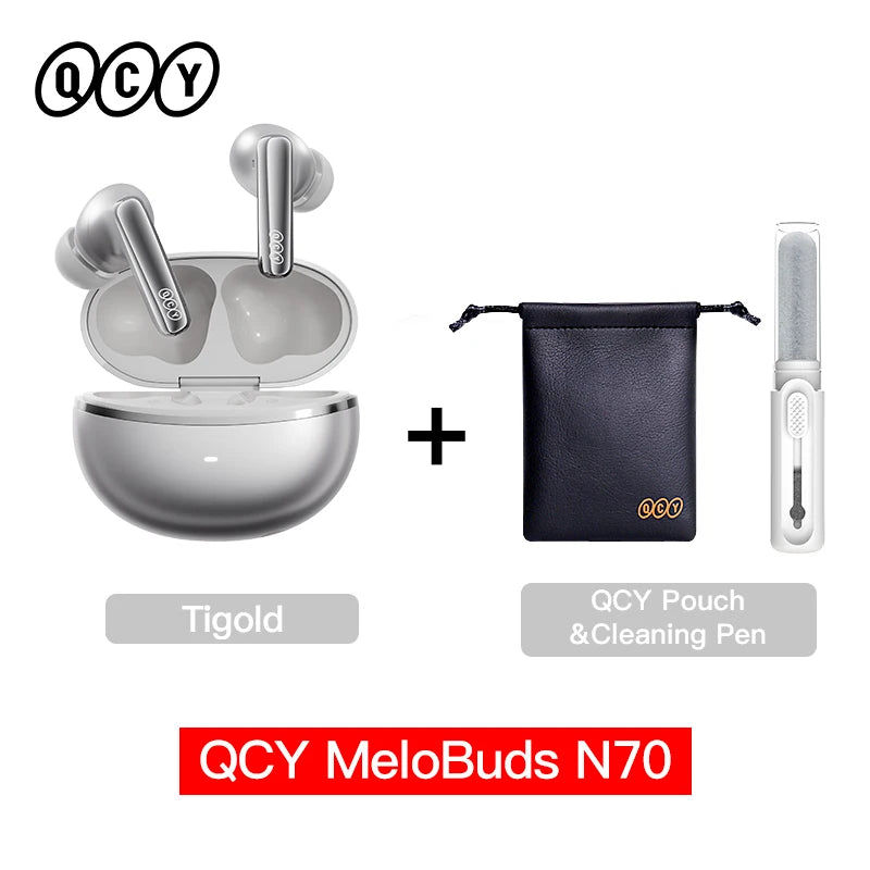 QCY MeloBuds N70 Adaptive ANC Wireless Earbuds Bluetooth 6.0 LDAC Hi-Res Audio 6 Mics Wireless Charging Earphones 50Hrs IPX5
