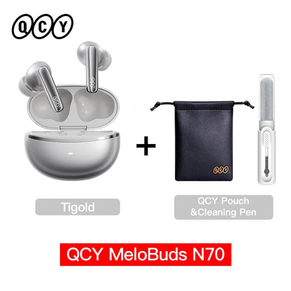 QCY MeloBuds N70 Adaptive ANC Wireless Earbuds Bluetooth 6.0 LDAC Hi-Res Audio 6 Mics Wireless Charging Earphones 50Hrs IPX5