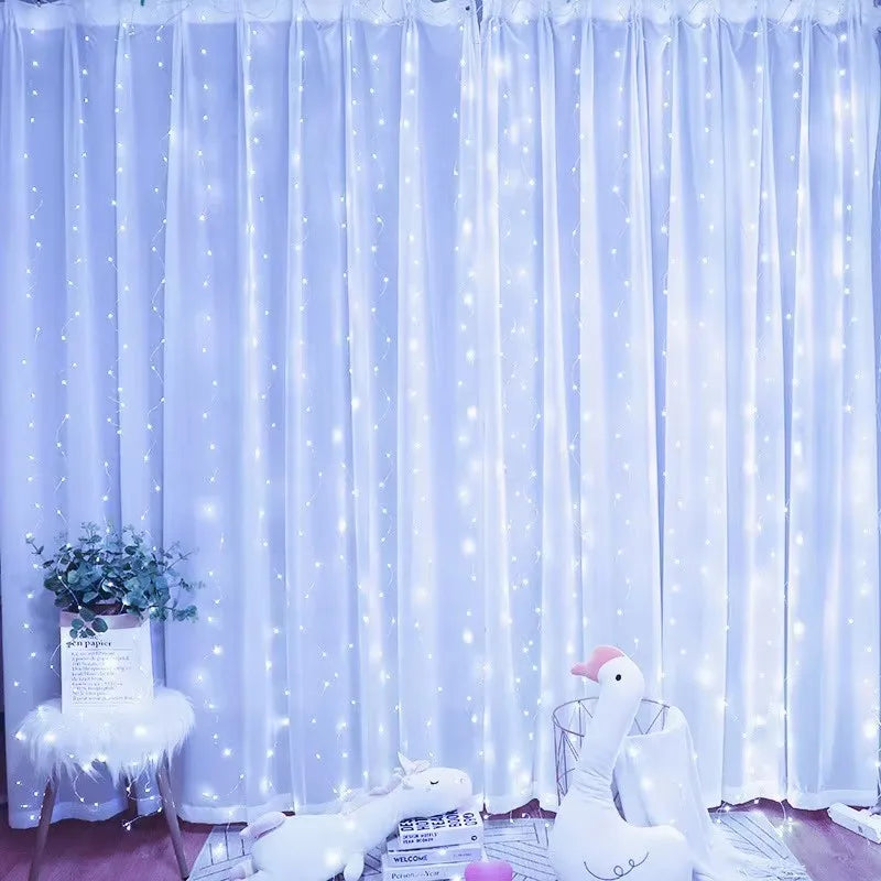 Christmas Lights LED Fairy String Curtain Lights 8 Mode Remote USB Festoon Christmas Decor For Home Holiday New Year Lamp