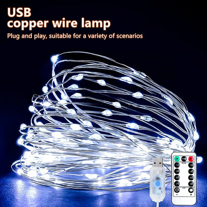 5M/10M/20M USB LED String Lights Copper Silver Wire Garland Light Waterproof Fairy Lights For Christmas Wedding Party Decorative