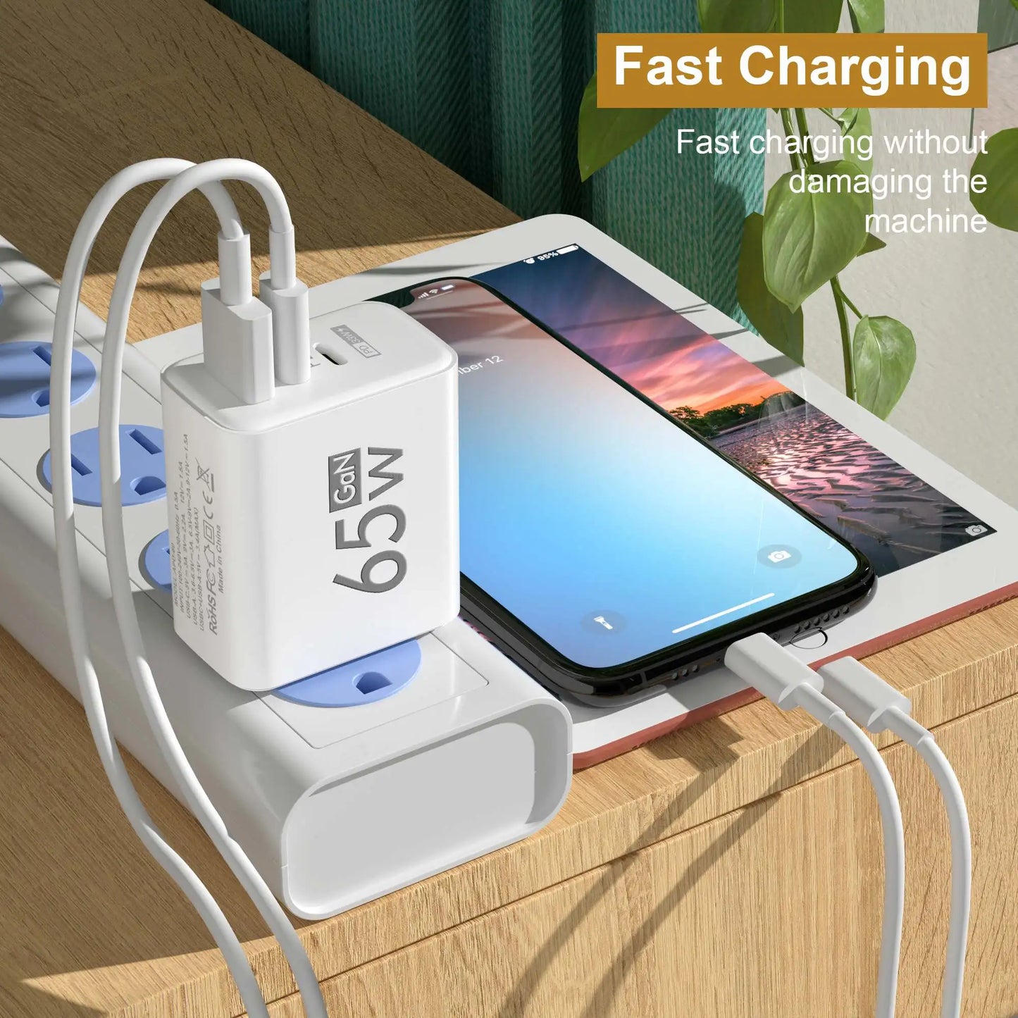 USB Charger 65W Mobile Phone Charger Fast Charging For iPhone Xiaomi Samsung Huawei Travel Power Adaptor For Phone Quick Charger
