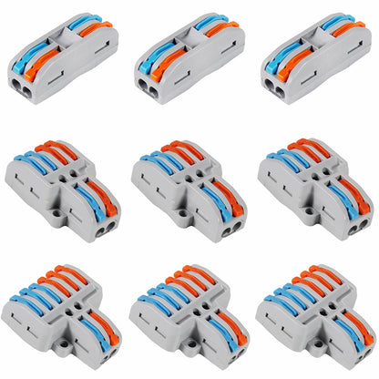 9pcs Compact Splicing Wire Connectors Assortment Pack Lever Connector Kit, Quick Wiring Connector for AWG 28-12