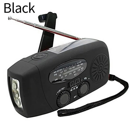 Portable Solar Crank Emergency Radio Global FM Receiver LED Flashlight 2000mAh High Quality SOS Alarm