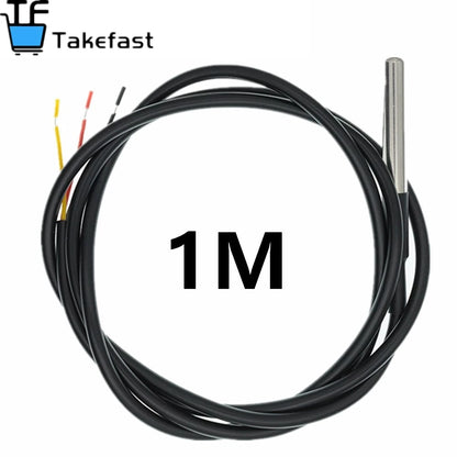 DS18B20 Temperature Sensor Module Kit Waterproof 100CM Digital Sensor Cable Stainless Steel Probe Terminal Adapter For Arduino