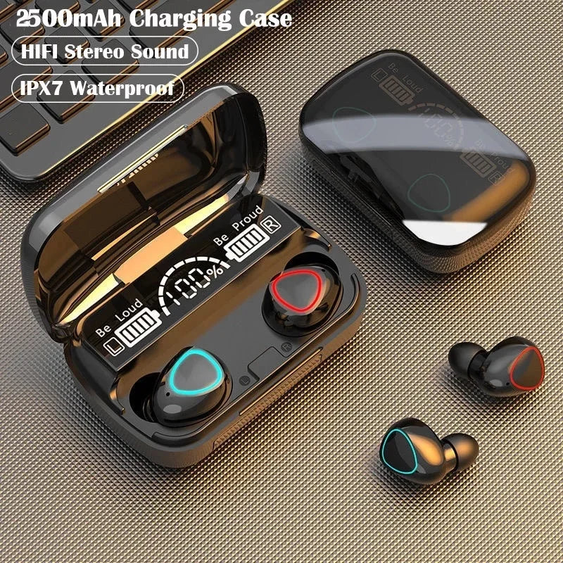 M10 Wireless Earphones 9D Stereo - 3500mAh Charging Box Sports Waterproof TWS Bluetooth Headphones with Microphone
