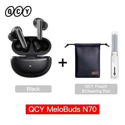 QCY MeloBuds N70 Adaptive ANC Wireless Earbuds Bluetooth 6.0 LDAC Hi-Res Audio 6 Mics Wireless Charging Earphones 50Hrs IPX5