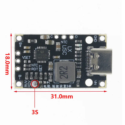 USB 2S 3S BMS 15W 8.4V 12.6V 1.5A Lithium Battery Charging Boost Module With Balanced Support Fast Charge With Indicator Type-C