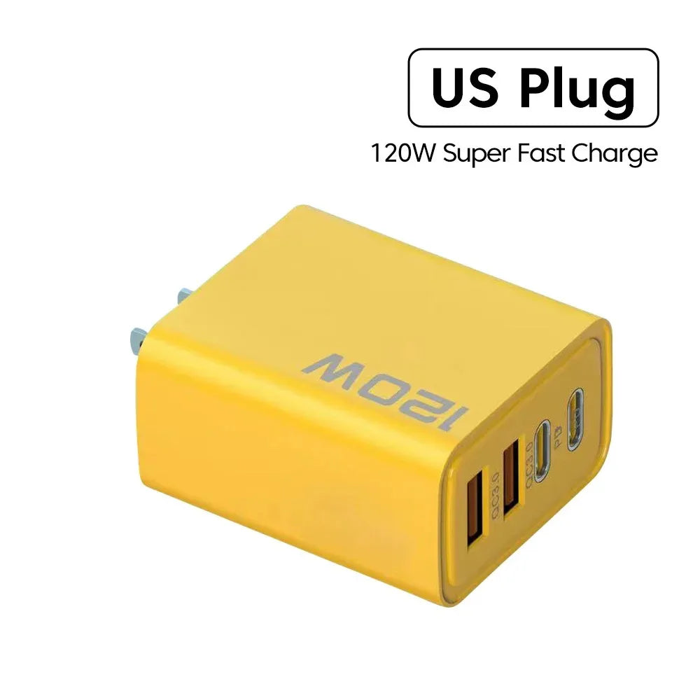 120W Fast Charger Type C Quick Charge 3.0 USB Charger Adapter For iPhone Samsung Xiaomi PD USB Charger Fast Charging Plug