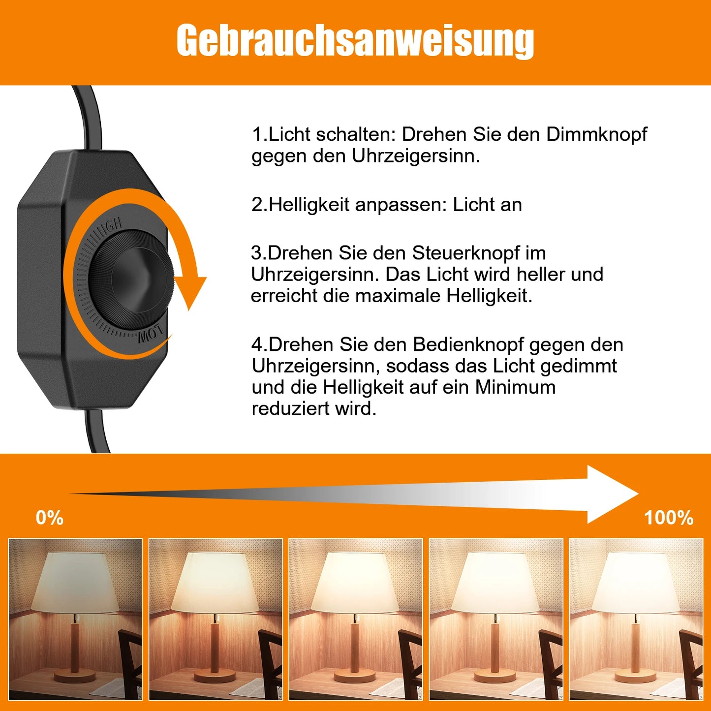 1/2-pack European LED switching power cord socket, 2-pin flat EU plug, silent LED dimmer, total length 2M, black and white