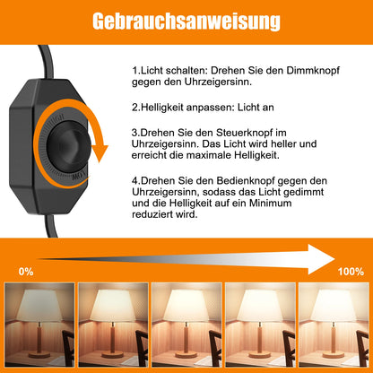 1/2-pack European LED switching power cord socket, 2-pin flat EU plug, silent LED dimmer, total length 2M, black and white