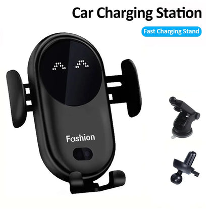 Infrared Induction Car Wireless Charger Stand Car Air Vent Clamp for iPhone 16~12 Pro Max Samsung Galaxy S25/S24 Fast Charging