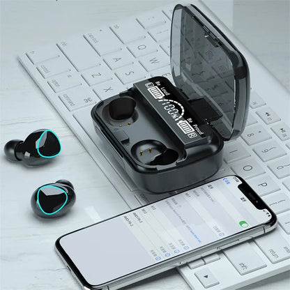 M10 TWS Wireless Earbuds: Sports Waterproof Design, Bluetooth Connection, 9D Stereo Sound + Charging Box & Microphone