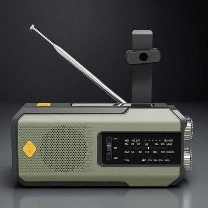 Portable Solar Crank Emergency Radio Global FM Receiver LED Flashlight 2000mAh High Quality SOS Alarm