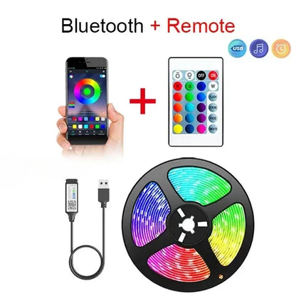 DC5V RGB LED Strip Light 1/2/3/4/5/10M USB 24key Bluetooth Remote Control Flexible Lamp Tape For TV Background Home Decor