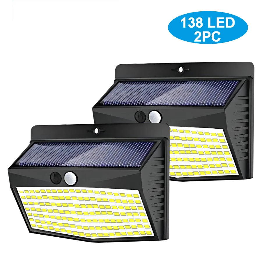 Solar Motion Lights Outdoor 468/176LED 3 Modes Solar Fence Lights Waterproof Solar Security Lights Yard Door Patio Garage Step