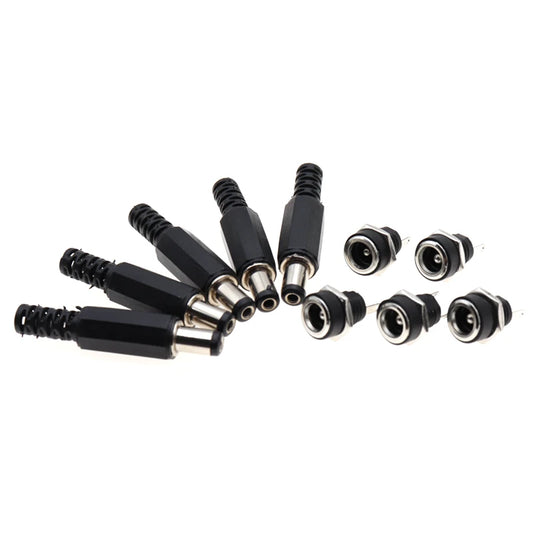 10PCS 5Pair DC Power Connector Pin 2.1x5.5mm Female Plug Jack + Male Plug Jack Socket Adapter DC-022B