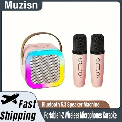 Enjoy the Party-Portable K12 Bluetooth Karaoke Machine with 5.3 PA Speaker System,Wireless Microphones for Home Entertainment