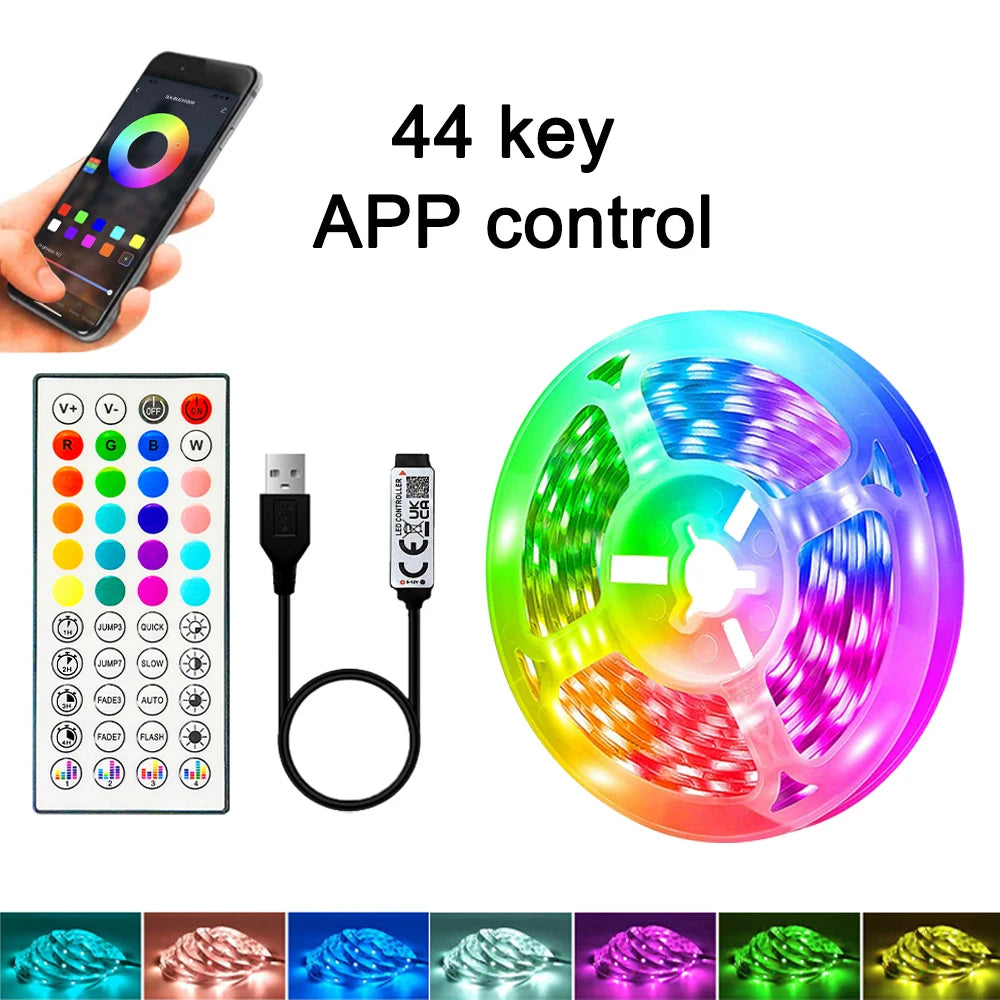 DC5V RGB LED Strip Light 1/2/3/4/5/10M USB 24key Bluetooth Remote Control Flexible Lamp Tape For TV Background Home Decor
