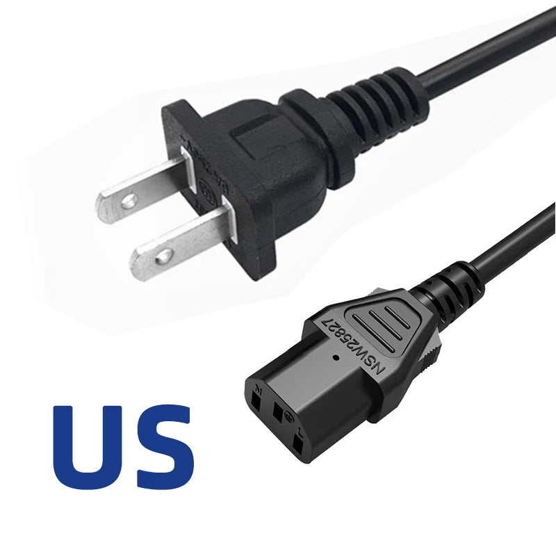 Black 1m EU AU UK US Plug Power Cable IEC 320 C13 AC Power Supply Wire Extension Cord for PC Computer Monitor TV Speaker Printer