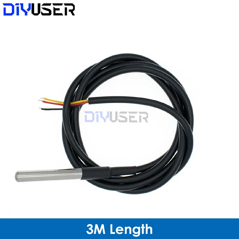 DS18B20 Temperature Sensor Module Kit Waterproof 100CM Digital Sensor Cable Stainless Steel Probe Terminal Adapter For Arduino