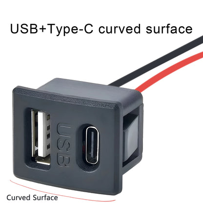 Double Layer Usb Female Base Type-C Socket and Female Usb Lamp Charging Socket Power Socket With Cable Connector