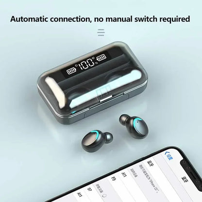 F9 TWS Wireless Bluetooth Headphones: Game Earbuds with Digital Display & Large-Capacity Charging Case
