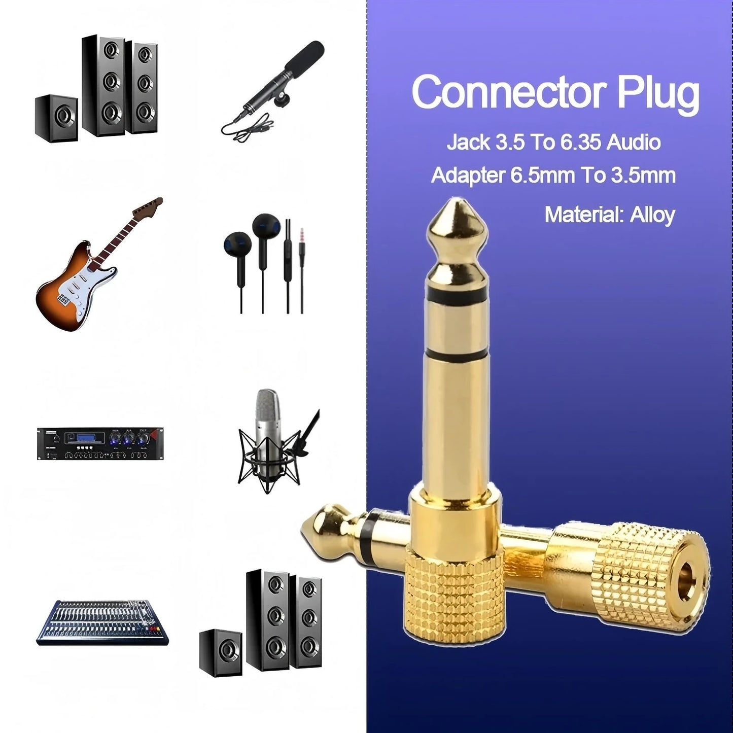10/6PCS Jack 3.5 To 6.35 Audio Adapter 6.5mm To 3.5mm Converters Male Female Connector Headphone Plug 6.3mm Consumer Electronics