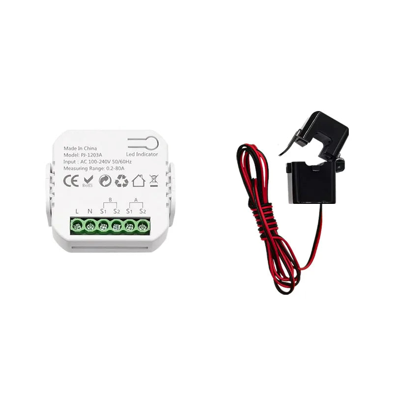 Tuya Smart Life ZigBee Energy Monitor, 1, 2 Channel Bidirectional with Current Sensor, App Monitor Power, 110V, 240V, 50Hz, 60Hz