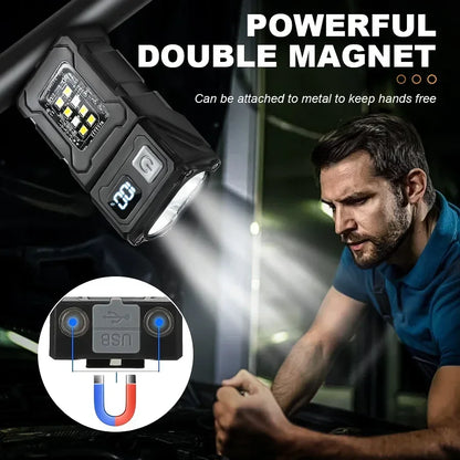 Mini Portable Flashlight 1500Lumens Super Bright LED Torch USB Rechargeable Multifunctional Camping Emergency Lantern