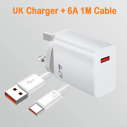 GaN USB Fast Charger Quick Charge 3.0 for Xiaomi 14 13 12 11 10 Ultra Redmi Note 12T 13 Pro Turbo 6A USB Type C Charging Cable