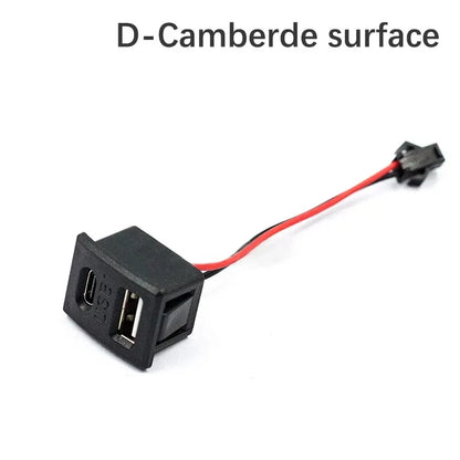 1Pcs Black Double Layer Usb Female Base Type-C Socket and Female Usb Lamp Charging Socket Power Socket With Cable Connector