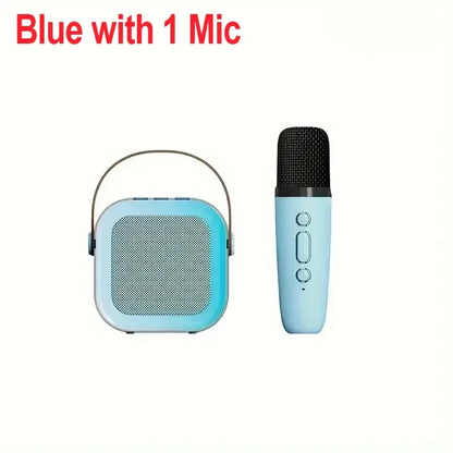 Portable Bluetooth 5.3 Speaker Karaoke Machine PA System with 2 Wireless Microphones Home Family Singing Children's Gifts