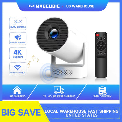 Magcubic HY300 Pro+ 4K Android 11 Portable Projector 8000 Lumens WiFi 6 BT5.4 Outdoor Theater 5W HiFi Speaker 720P HD Supported