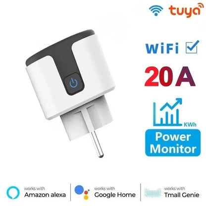 TUYA Smart Plug WiFi or Zigbee3.0 Socket EU 16/20A With Power Monitor Timing Function Voice Control Works Alexa Google Home