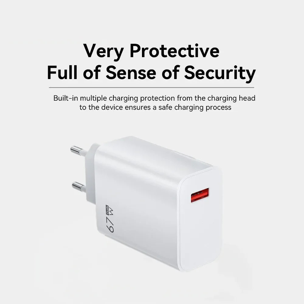 67W USB Fast Charger With 6A Type C Cable Phone Power Adapter For Xiaomi Mi 12 POCO X5 X4 Pro Redmi Note 10 11 Charging Adapter