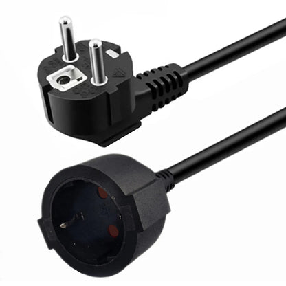 EU Power Extension Cord Euro CEE7 Schuko Mains Power Extension Cable Male to Female Schuko Extension Power Cord 5M/3M/1.5M/1M