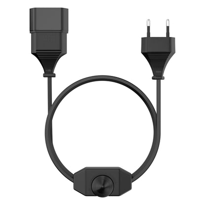 1/2-pack European LED switching power cord socket, 2-pin flat EU plug, silent LED dimmer, total length 2M, black and white