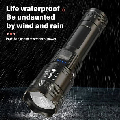 High Strong Power Led Flashlights Tactical Torch with Display Light USB Charging Camping Fishing Emergency Zoom Lantern