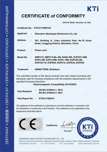 EU Power Cord Euro European EU AC Power Cable TV Power Led for Samsung TV Hisense TV PS5 PS4 Xbox Power Cord replacement