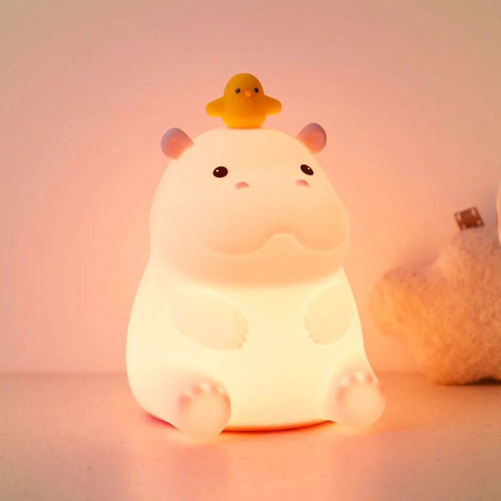 Cute Silicone Squishy Night Lamp Fox Rabbit Dimmable Nursery Nightlight Rechargeable Timing Bedside Table Lamp With Touch Sensor