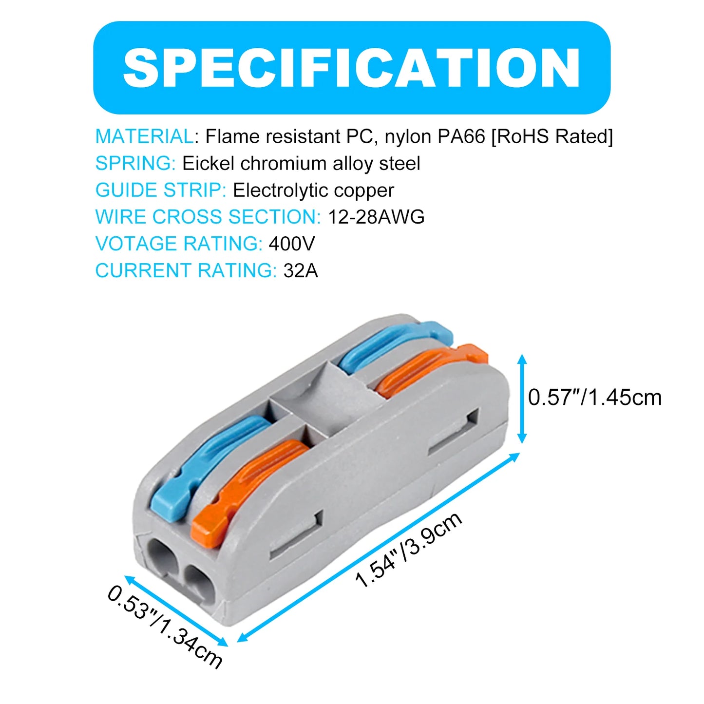9pcs Compact Splicing Wire Connectors Assortment Pack Lever Connector Kit, Quick Wiring Connector for AWG 28-12