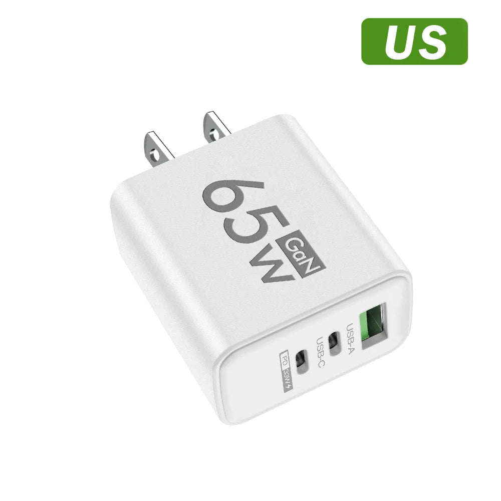 USB Charger 65W Mobile Phone Charger Fast Charging For iPhone Xiaomi Samsung Huawei Travel Power Adaptor For Phone Quick Charger