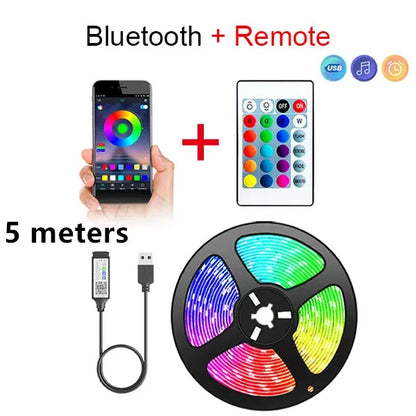 1/3/5M LED Strip Lights for TV ,Bluetooth USB TV Backlight Kit with Remote,5050SMD 5V RGB LED Lamp Tape for Home Decor Lighting