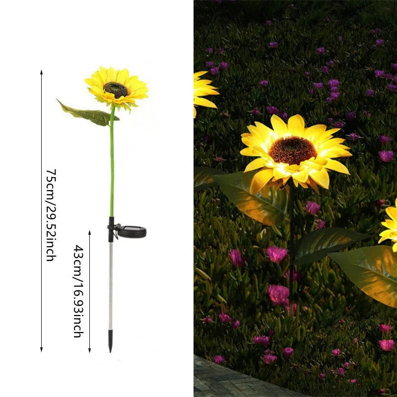 Outdoor Solar Simulation Sunflower Light 1/3 Heads Waterproof Lawn Lights Landscape Lamp For Home Decor Garden Yard Flower Light