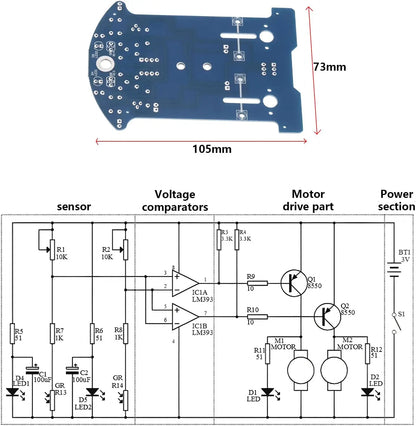 Electronic DIY Kit D2-5 Intelligent Tracking Line Car Tt Motor Assembly Smart Patrol Automobile Parts New 2025 for Arrival High