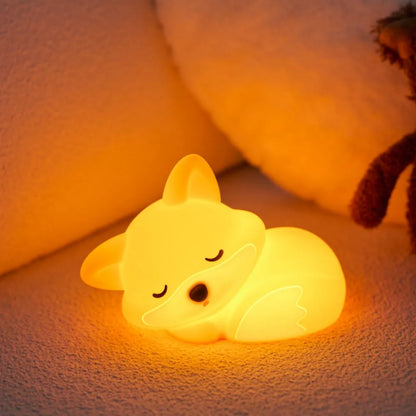 Cute Silicone Squishy Night Lamp Fox Rabbit Dimmable Nursery Nightlight Rechargeable Timing Bedside Table Lamp With Touch Sensor