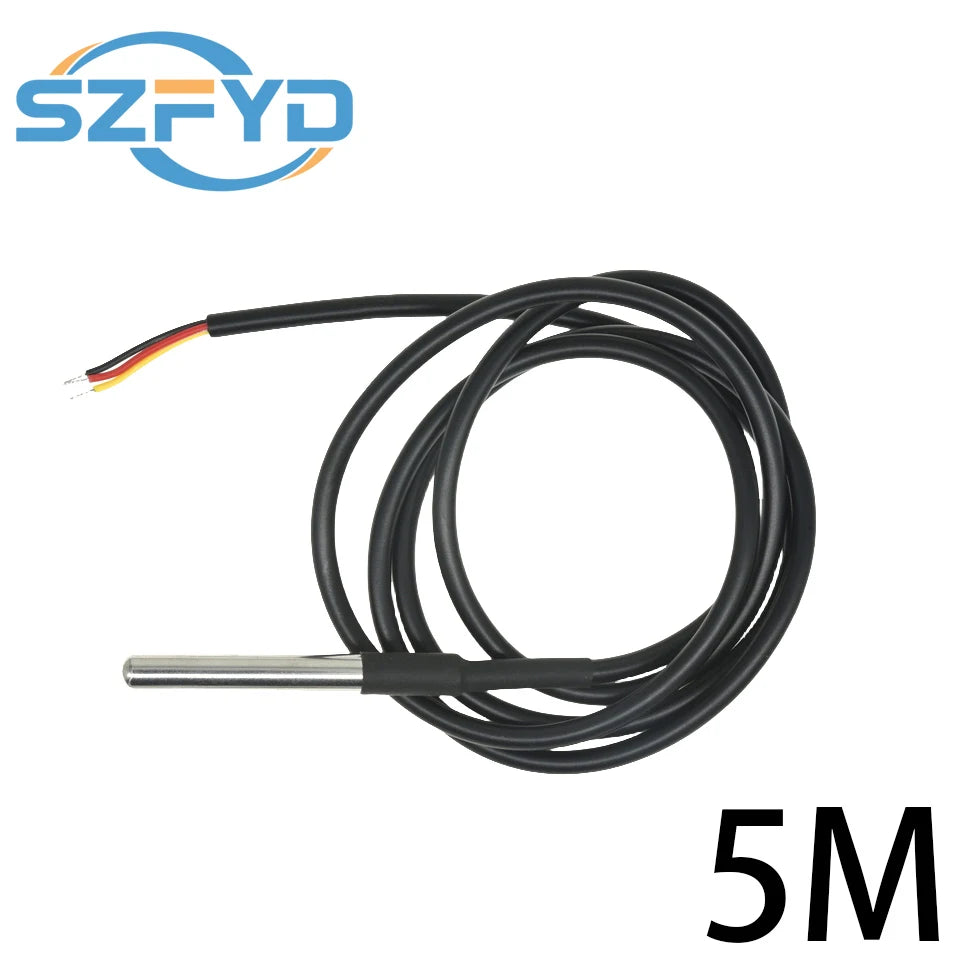 1PCS DS18B20 Waterproof Thread Temperature Probe Temperature Sensor Stainless Steel Package 1/2/3/5/10Meter For Arduino