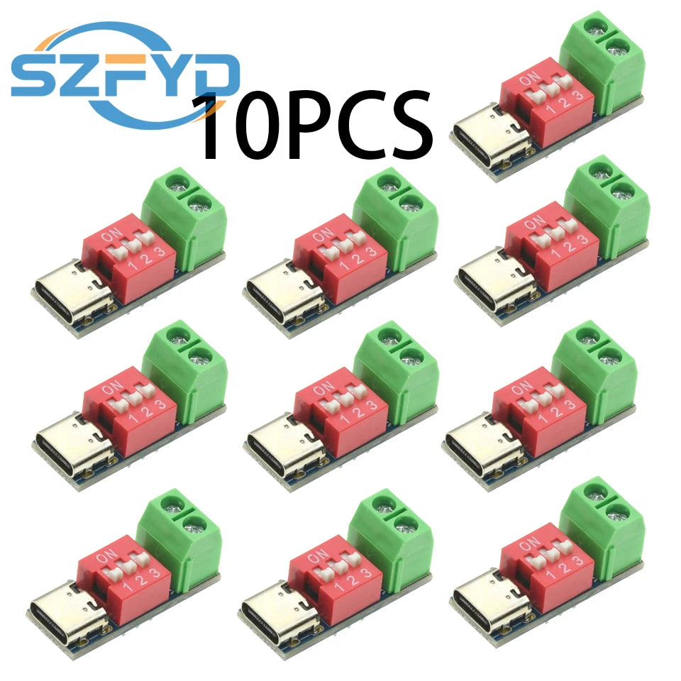1-20pcs PD Fast Charging Test Board 5-20V Adjustable PD Trigger Module USB Type-C 100W Power Supply Tester