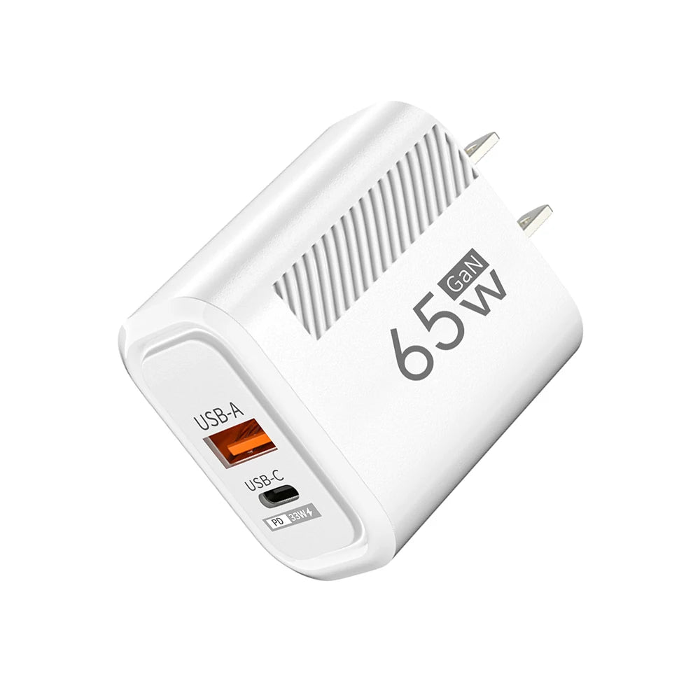 65W GaN USB Charger PD QC3.0 EU/US Plug Wall Charger Adapter For iPhone Samsung Xiaomi Phone Type C Fast Charging Power Adapter